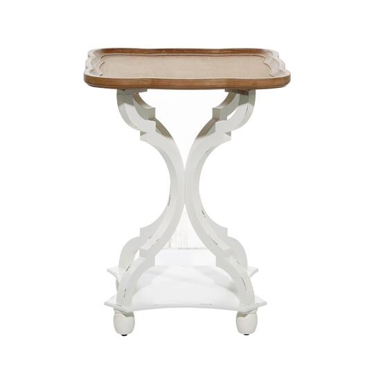 25" White Farmhouse Wood Accent Table